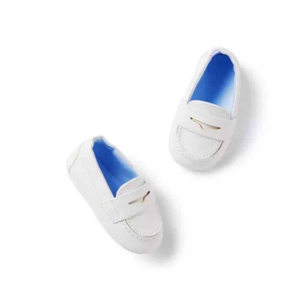 Janie & Jack Baby Penny Loafer in White Size 0/3 Months